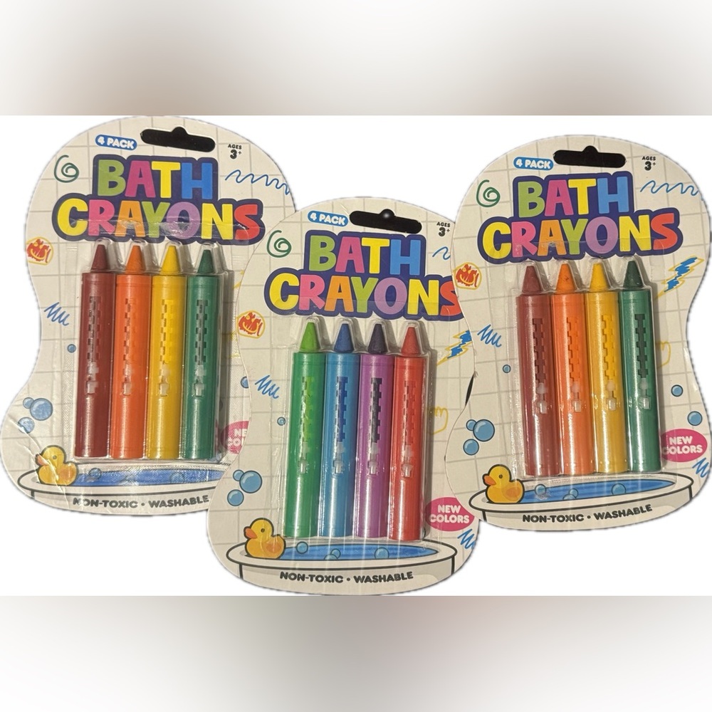 3 Bath Crayons Sets of 4 each - Non-Toxic and Washable Colorful Fun
